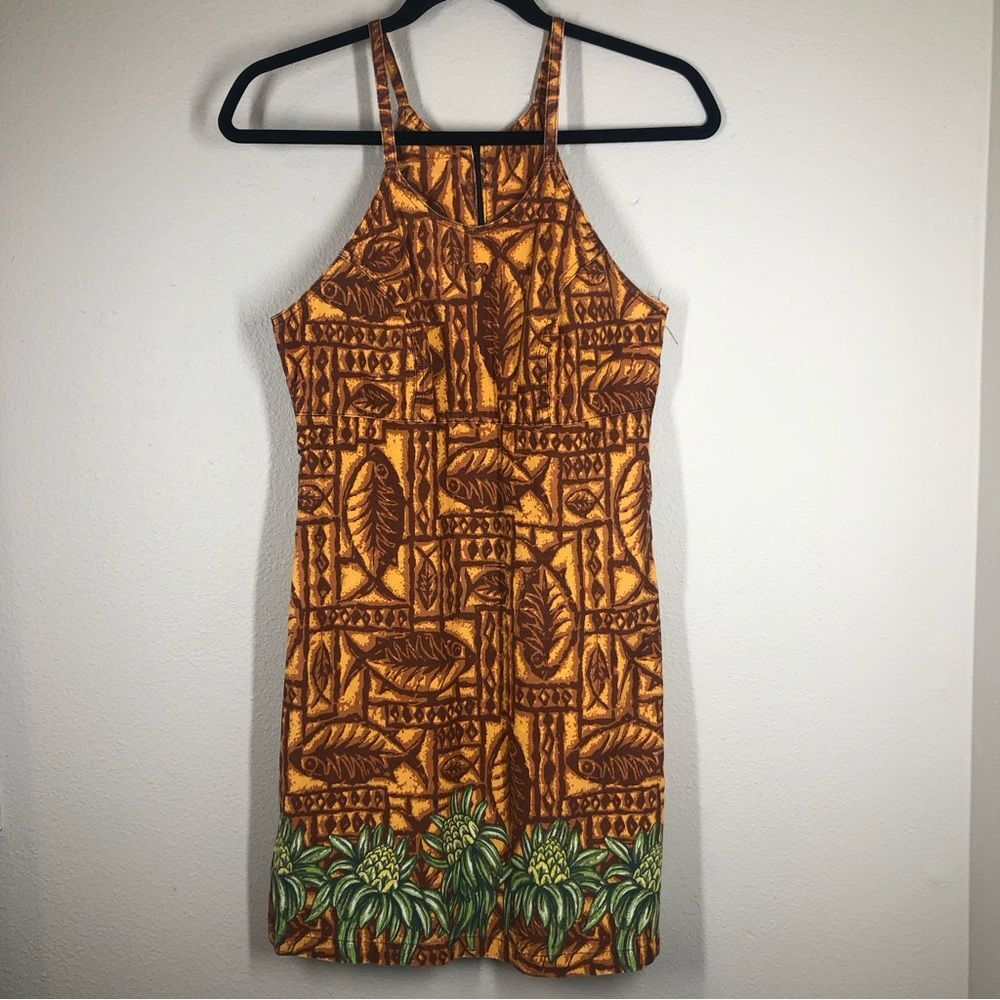Vintage Roxy Quicksilver Tropical Dress Pineapples Fish Print Summer Dress Jrs 3